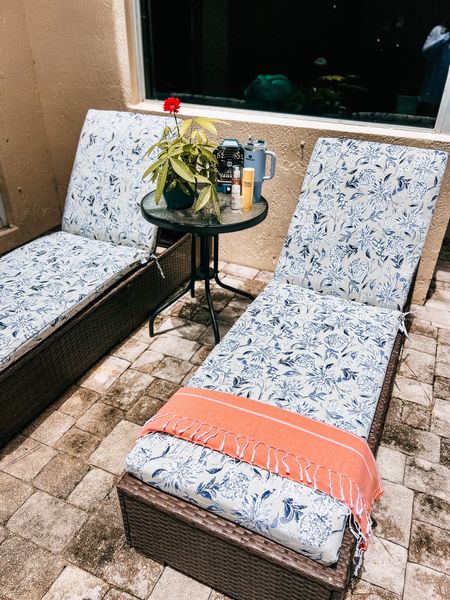 All the blue floral outdoor cushions and pillows are on sale! I ordered two more of these chaise lounge cushions for our other chairs, the shorter version for the chairs at our table, and the pillows for our outdoor couch! Loving the grand millennial floral!

#LTKhome #LTKSeasonal #LTKunder50