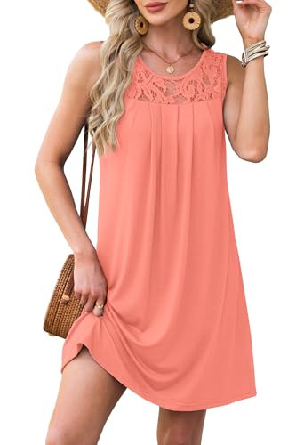 BKRIVE Summer Dresses for Women Beach Cover Up Sleeveless Lace Crewneck Sundress (S-3XL) at Amazo... | Amazon (US)