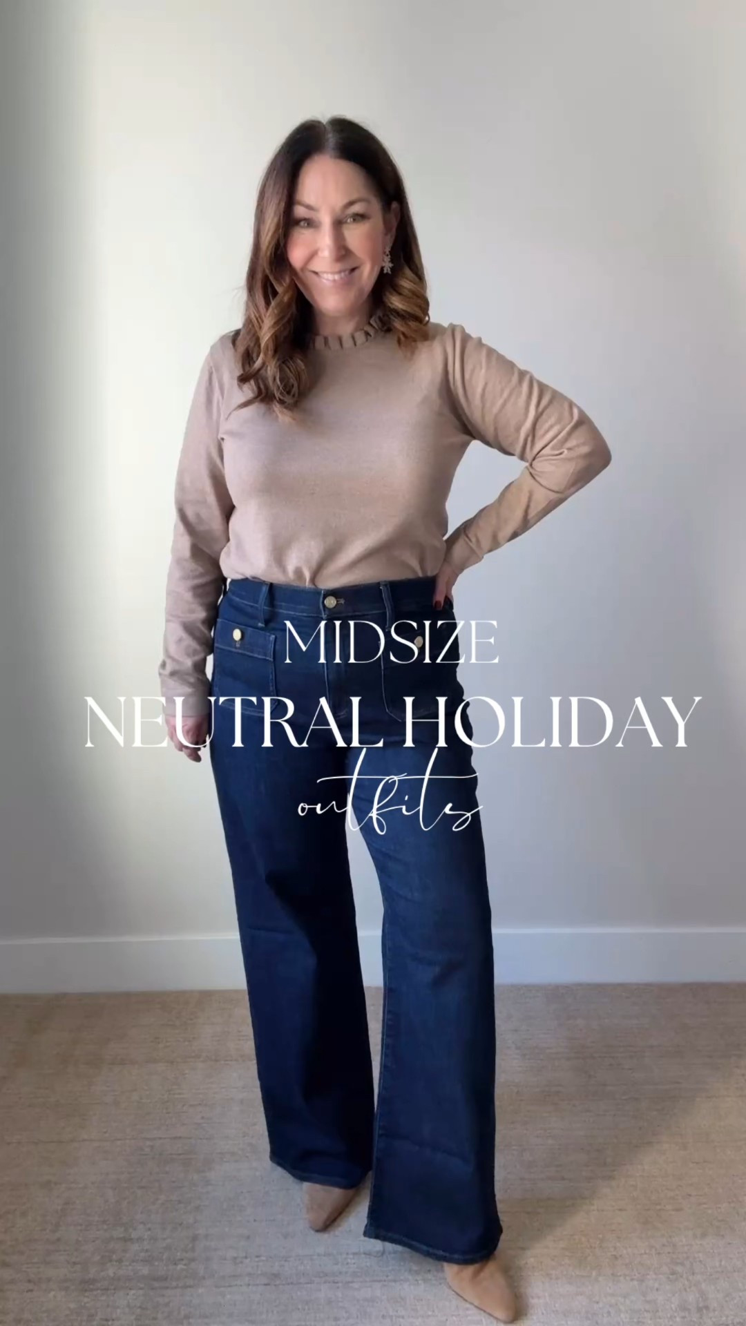 Neutral holiday outfits 

For reference I'm 5'5 | size 12 wearing large in tops and 12 in jeans, 31 in coated pants 

#LTKHoliday #LTKOver40 #LTKMidsize