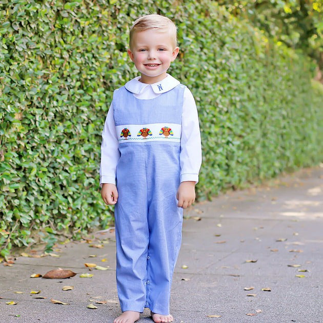 Gobble Gobble Smocked Royal Longall | Classic Whimsy