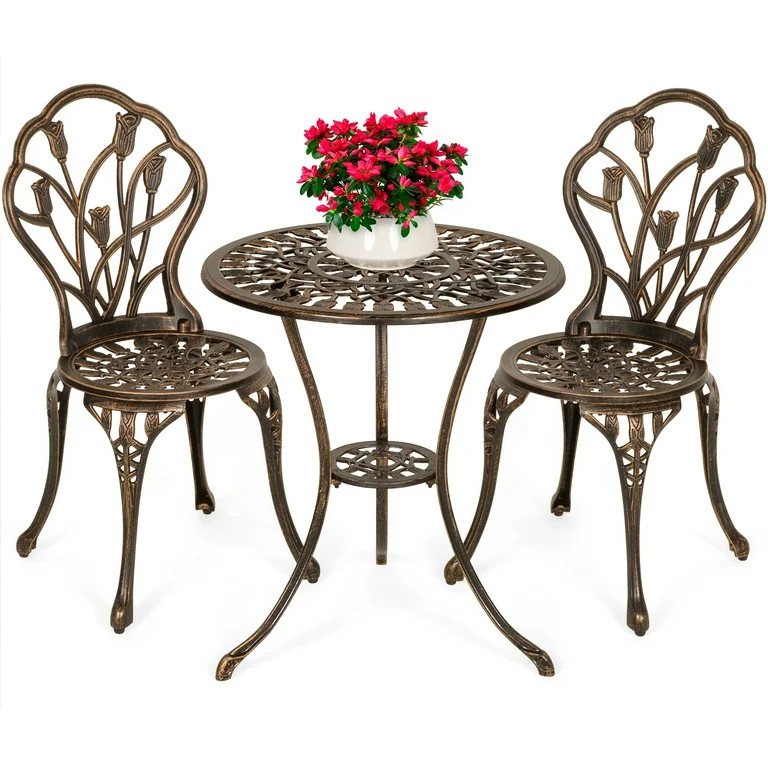 Best Choice Products 3-Piece Cast Aluminum Patio Bistro Furniture Set w/ Antique Finish - Copper | Walmart (US)