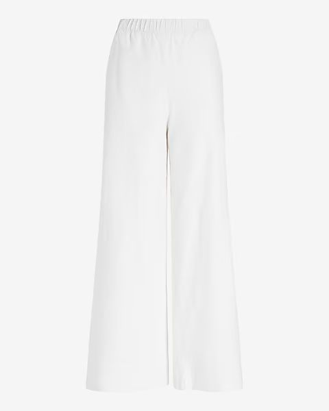 High Waisted Linen-blend Pull On Wide Leg Pant | Express