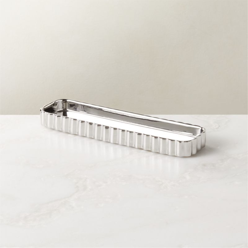 Danilo Modern Pleated Stainless Steel Pencil Tray + Reviews | CB2 | CB2