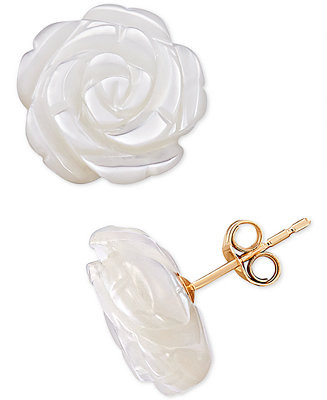 Mother-of-Pearl Flower Stud Earrings in 10k Gold | Macy's