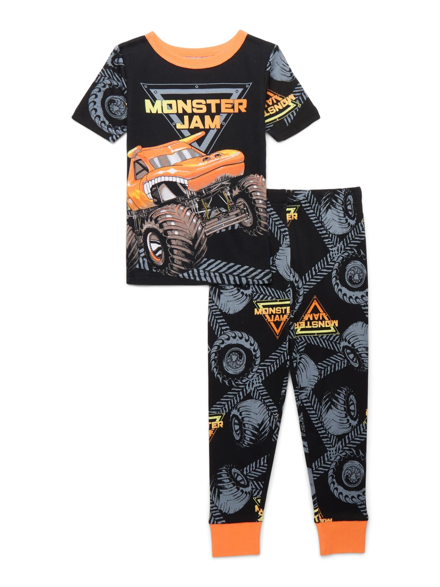 Monster Jam Short Sleeve Top and Pants, 2-Piece Pajama Set, Sizes 4-12 | Walmart (US)
