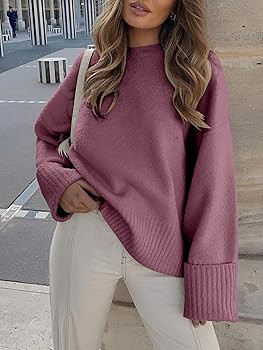 ANRABESS Women's Oversized Sweaters 2025 Long Sleeve Fuzzy Knit Casual Chunky Pullover Sweater Fa... | Amazon (US)
