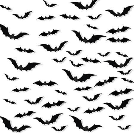 72Pcs Halloween Decoration 3D Bats Decorations, 4 Sizes Realistic PVC Scary Bats Window Decal Wall S | Amazon (CA)