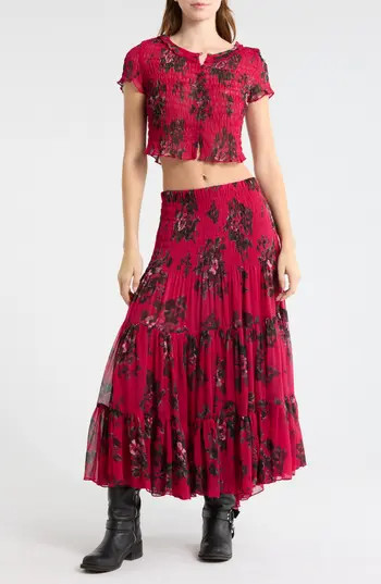 Free People Blooming Romance Top & Skirt Set in Rose Combo at Nordstrom Rack, Size Small | Nordstrom Rack