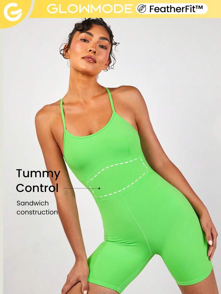 GLOWMODE 8" FeatherFit™ Sports Romper | SHEIN