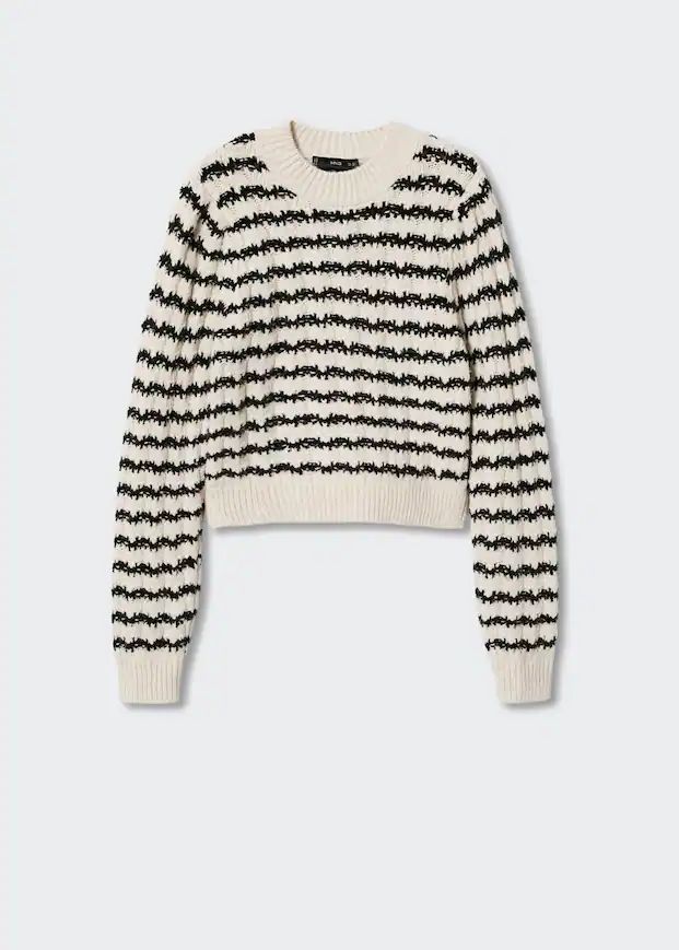 Striped cable-knit sweater -  Women | Mango USA | MANGO (US)