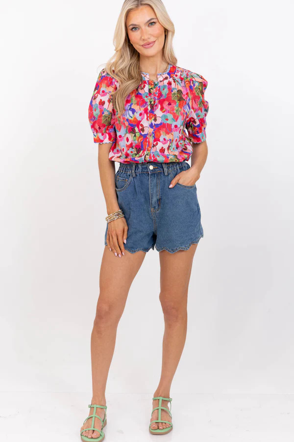 Trust Us On This One Red Floral Blouse | The Mint Julep Boutique