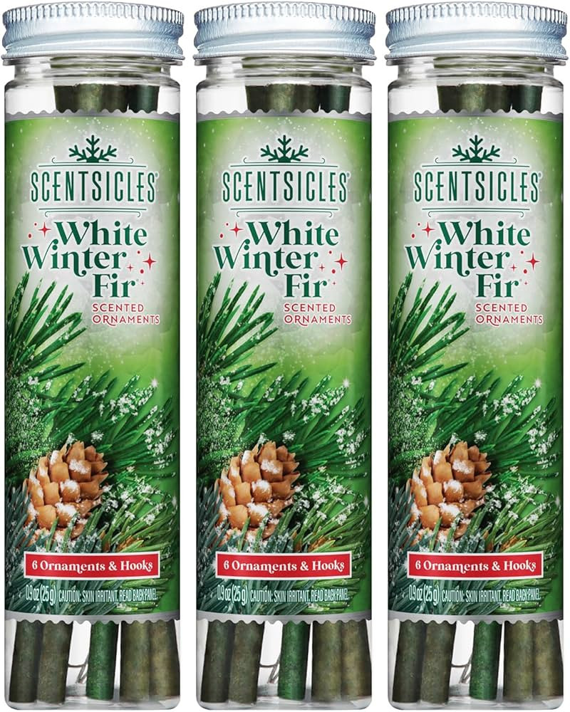 Scentsicles White Winter Fir Scented Christmas Tree Ornaments - 3 Bottles (18 Sticks Total) | Amazon (US)