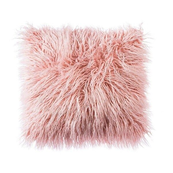Pink Super Soft Plush Mongolian Faux Fur Throw Pillow Cover Cushion Case (18 x 18 Inch, Pink) (As Is Item) | Bed Bath & Beyond