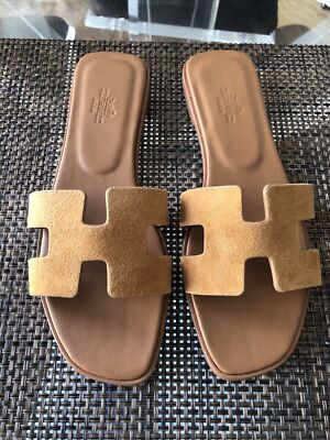 Hermes Oran Suede Brown Sandals Slides Size 39 NWOB   | eBay | eBay US