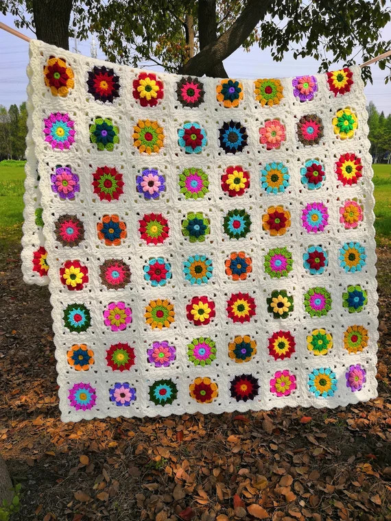 Crochet Blanketgranny Square Blanketcrochet Granny Square - Etsy | Etsy (US)