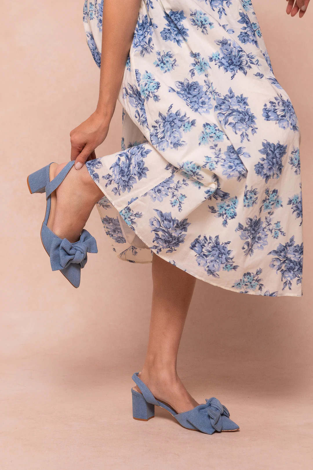 Eloise Bow Heel in Denim | Ivy City Co