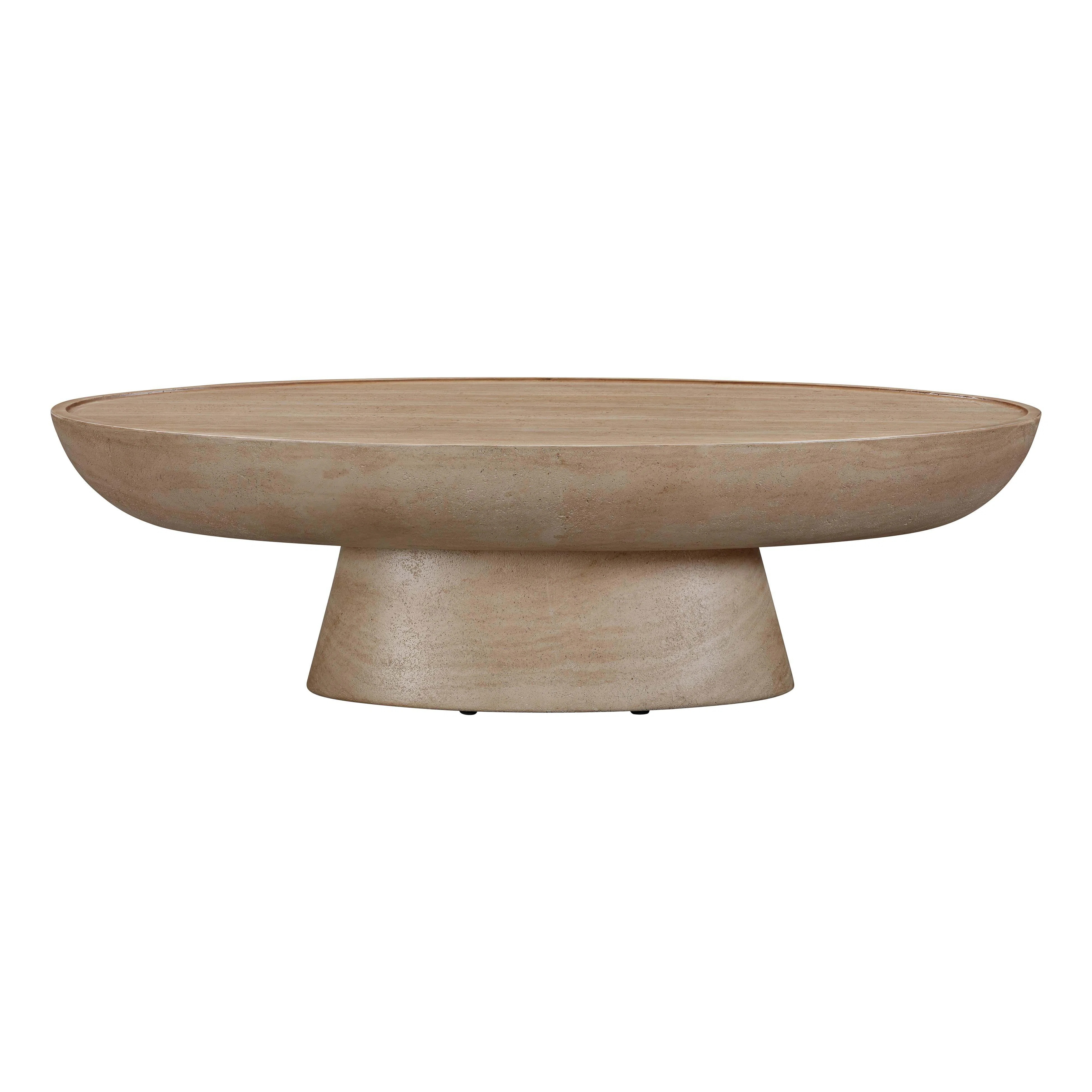 Eclipse Textured Faux Travertine Indoor / Outdoor Coffee Table | Wayfair North America