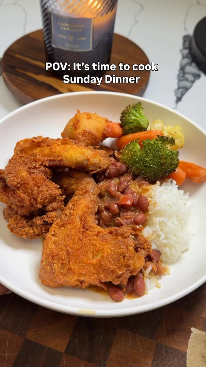 Buttermilk fried chicken, hush puppies with red beans & rice. One of my favorite Sunday Dinner night meals. 

Linked is everything you need for this dish! 

 #LTKmomlife #LTKfoodie #LTKHome