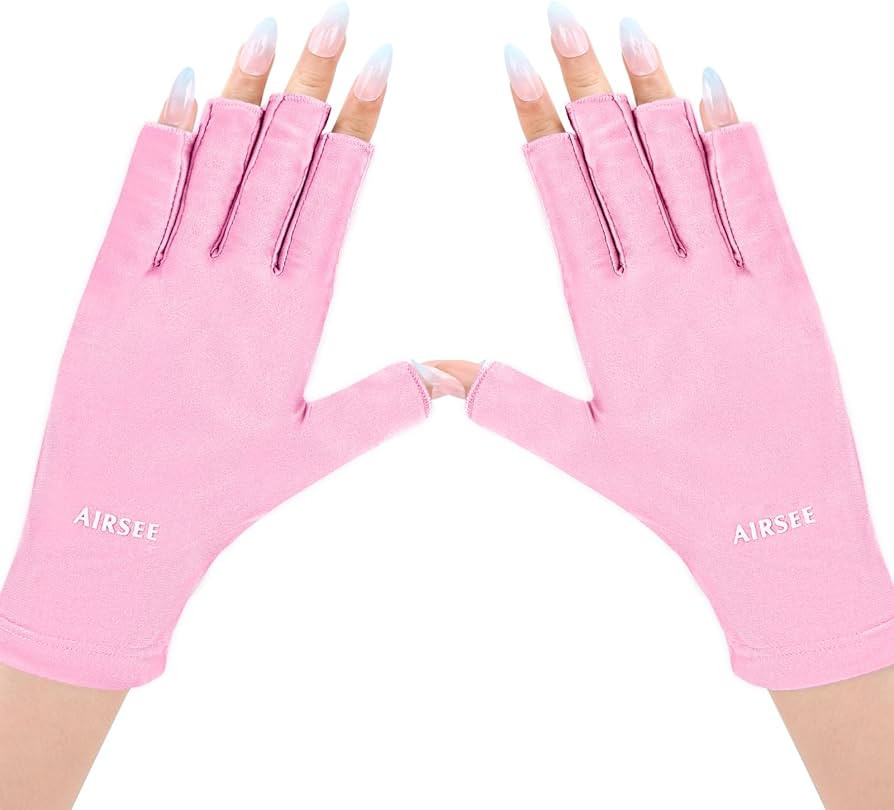 AIRSEE UV Gloves for Nail Lamp,Professional UPF50+ UV Protection for Manicures Nail Art,Fingerles... | Amazon (US)