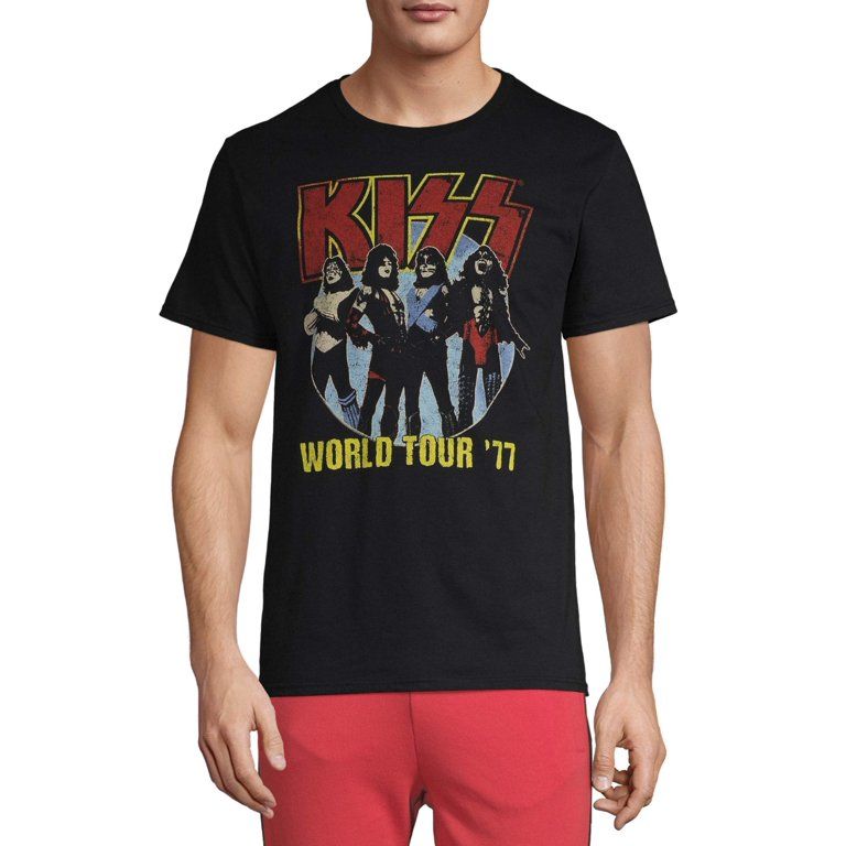 Men's Vintage KISS "World Tour '77" Band Short Sleeve Graphic Tee | Walmart (US)
