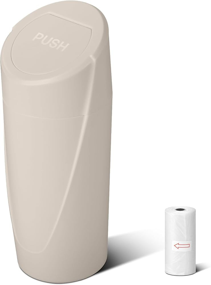 Car Trash Can Bin with Lid - Car Garbage Can Cup Holder - Light Beige Mini Leakproof Vehicle Garb... | Amazon (US)