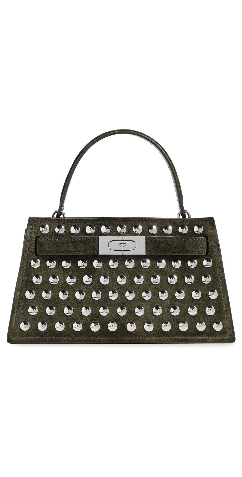 Tory Burch Lee Radziwill Studded Suede Mini Top Handle Bag Dark Leccio One Size | Shopbop