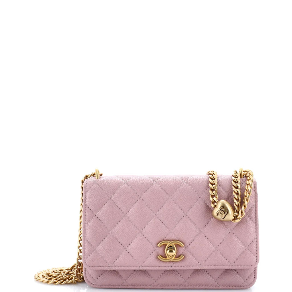 Sweet Heart Wallet on Chain Quilted Caviar | Rebag