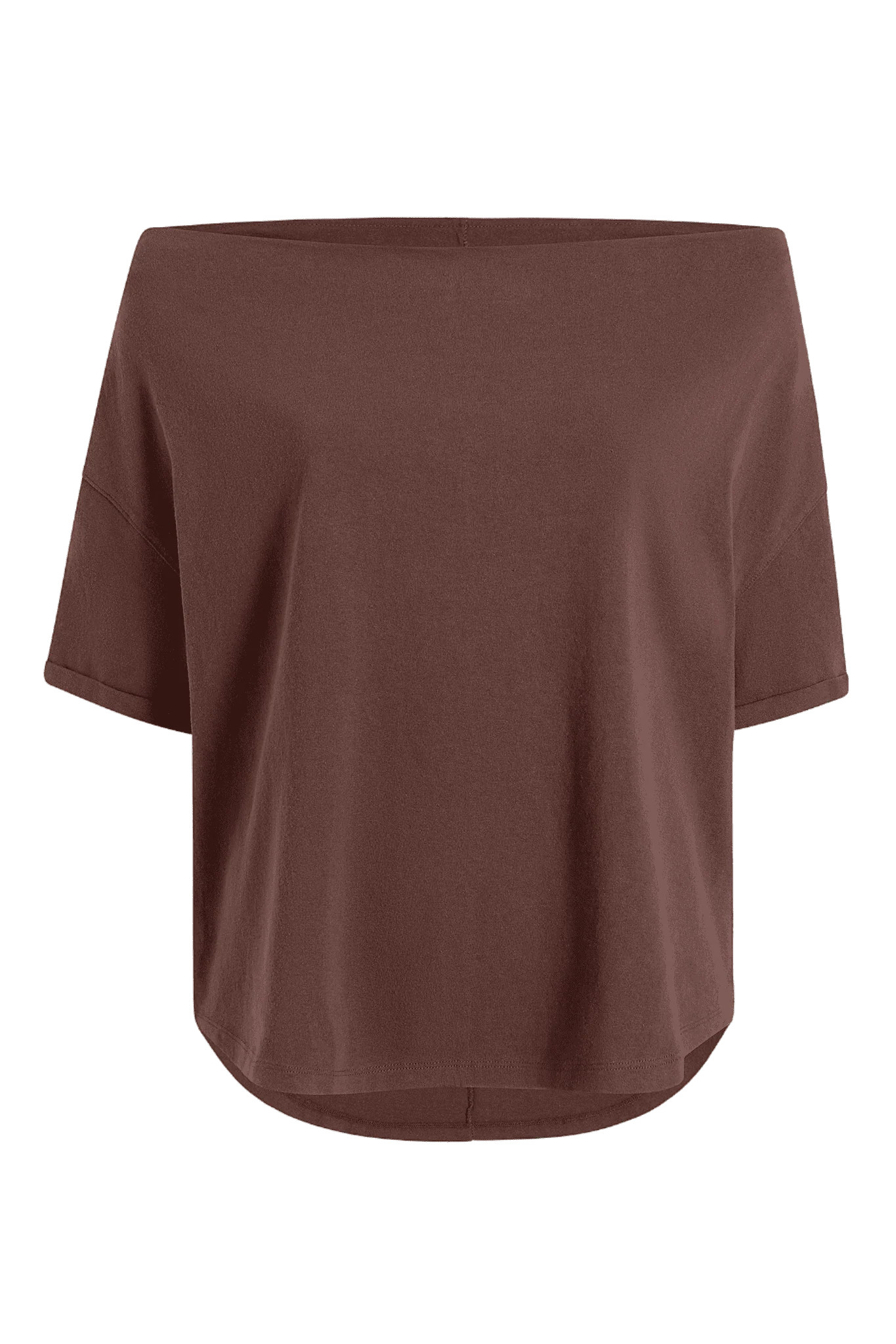 Vintage Cotton Off The Shoulder T-Shirt | Coffee | nuuds