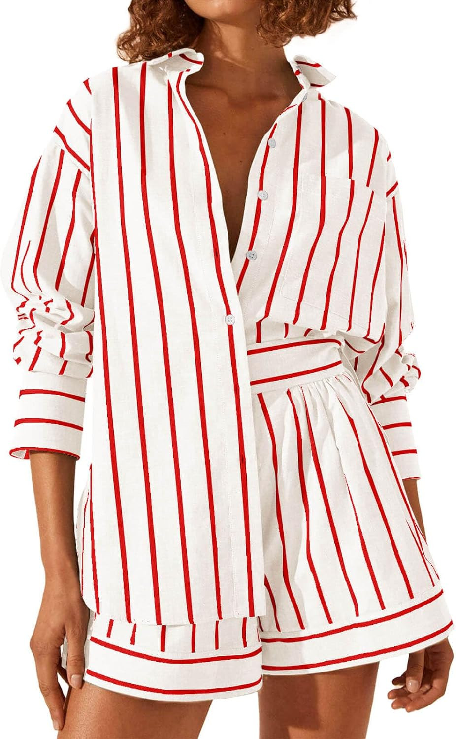 Tankaneo Womens 2 Piece Outfits Striped Set Matching Sets Women Clothing | Amazon (US)