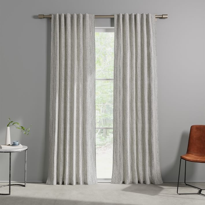 Cotton Canvas Bomu Curtains (Set of 2) - Midnight | West Elm (US)