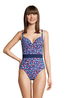 Draper James x Lands' End Women's Tummy Control Wrap One Piece Swimsuit | Lands' End (US)