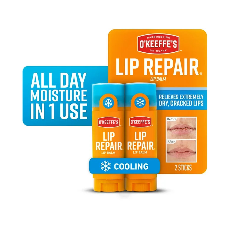 O'Keeffe's Cooling, Moisturizing & Long-Lasting Lip Repair, Clear Matte Lip Balm, 0.15oz Each, 2 ... | Walmart (US)