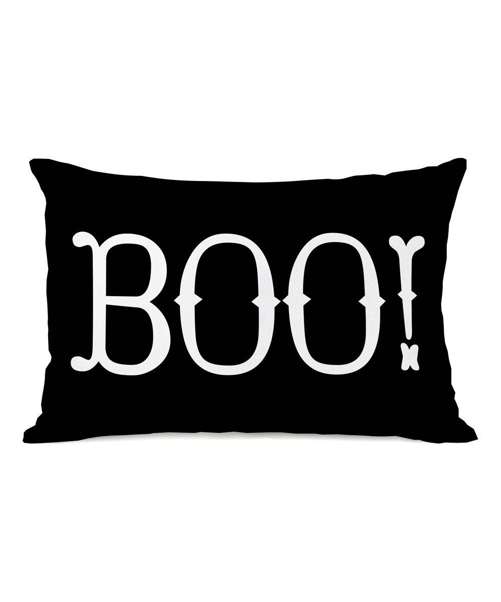 OneBellaCasa Throw Pillows Black - Black 'Boo!' Lumbar Pillow | Zulily