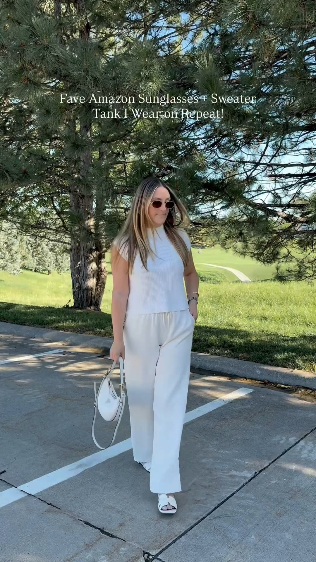 My kind of work outfit!  Love a monochromatic look.  I wear this Amazon sweater tank and these designer look a like sunglasses all the time!!  Both on Amazon Prime Deals! #amazonprime #amazondeals #workwear #workoutfit

#LTKSaleAlert #LTKWorkwear #LTKStyleTip