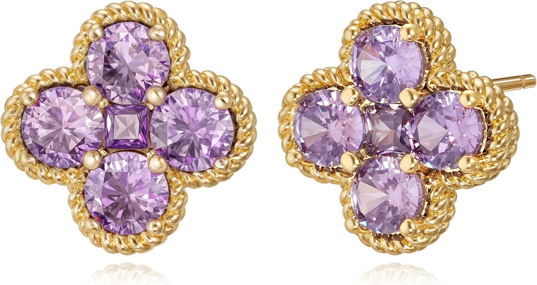 Gold Stud Earrings for Women Trendy 14K Gold Plated Dainty Small Red Flower Cubic Zriconia Clover... | Amazon (US)