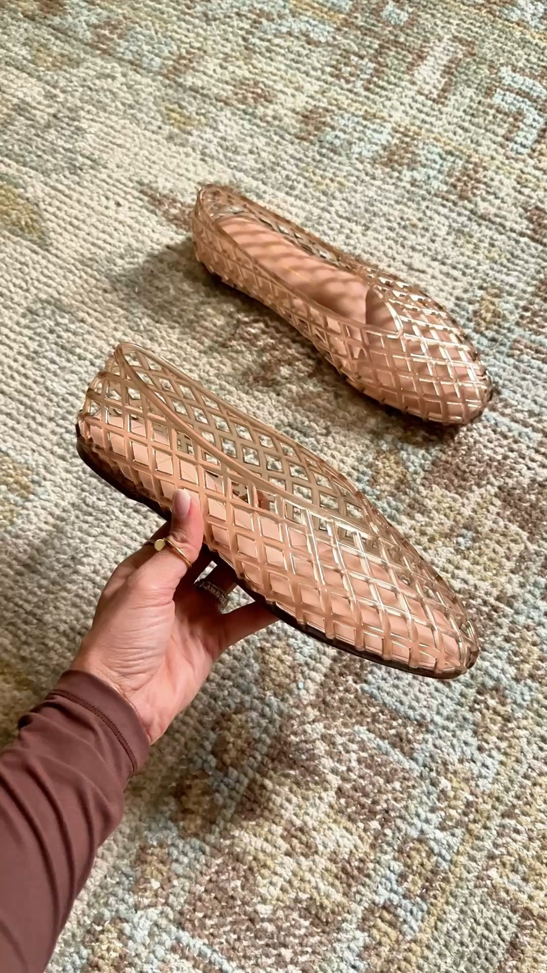 I just love these jelly ballet flats! Color is ‘mocha’. Spring outfit. Summer outfit. Whole sizes only - I’m a 6.5 and sized down let reviews and they are perfect! Love the cushioned insole, too. 

#LTKgrwm #LTKPetite #LTKootd