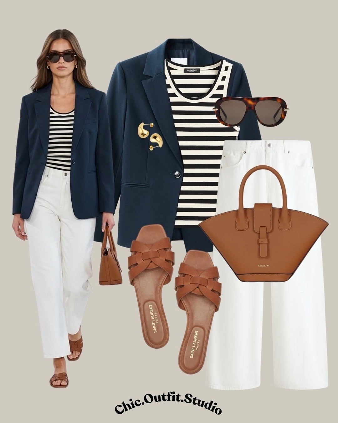 Navy Blazer + Stripes & Camel Look

✨A structured navy blazer paired with a striped tank top and warm camel accents feels so refined and modern. The mix of deep tones and soft neutrals makes the whole outfit look elevated and intentional.

✨Ideal for office days, lunch meetings, or when you want to feel a bit more put together without sacrificing comfort. Effortless sophistication at its best.

✨Tags: navy blazer styling, stripes and camel outfit, smart casual outfit women, elegant everyday look, minimalist wardrobe ideas, neutral outfit aesthetic, polished spring outfit

#LTKspring #LTKshoes #LTKworkwear
