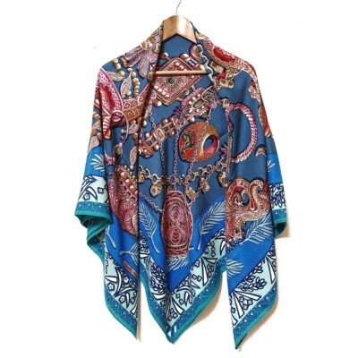 Auth HERMES Carre 140 - Blue Green Multi Cashmere Silk Scarf  | eBay | eBay US