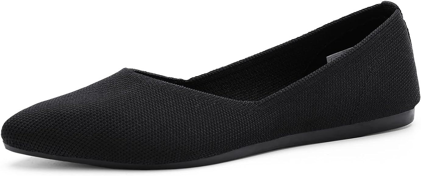 KBZone Women's Knit Ballet Flats Fashion Pointed Toe Walking Shoes Casual Slip-on Ballet Shoes | Amazon (US)