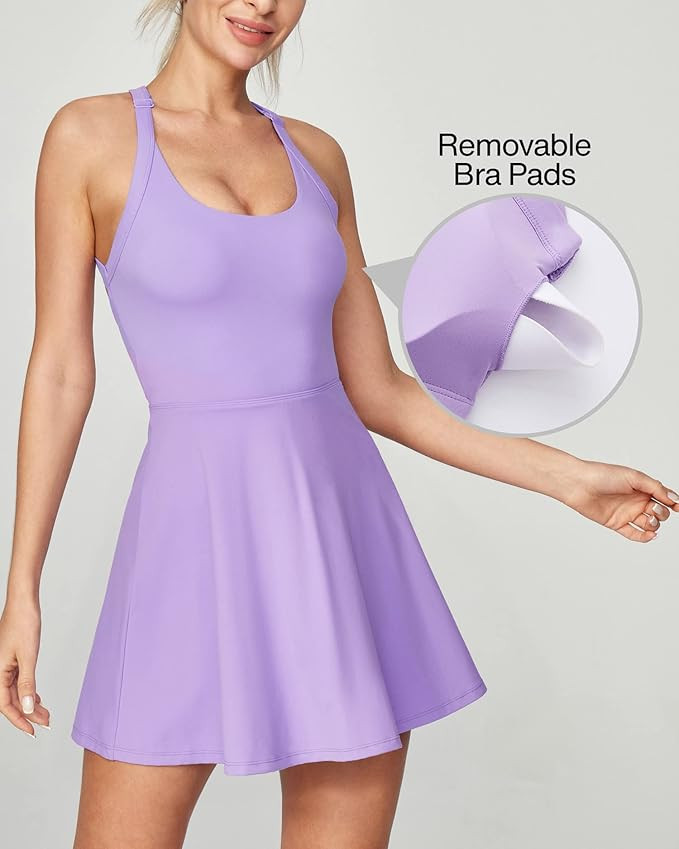 Heathyoga Tennis Dress with Built in Shorts and Bra Athletic Dress for Women Summer Cut Out Twist... | Amazon (US)