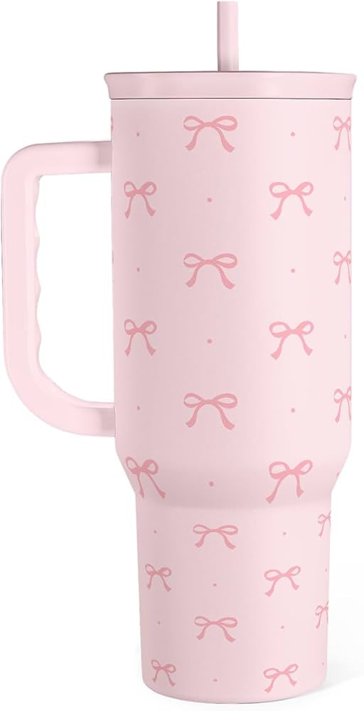 SANDJEST Gift for Women Girls - Coquette Bow Stainless Steel Tumbler with Handle, Travel Coffee M... | Amazon (US)