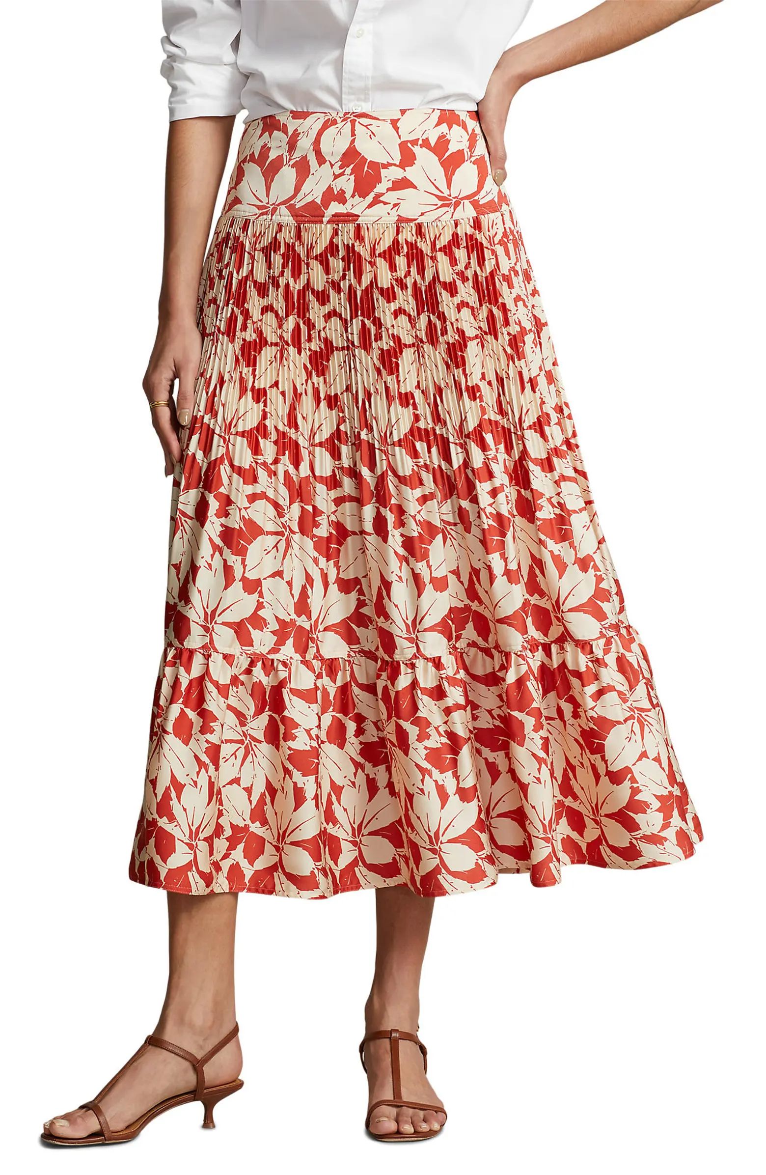Polo Ralph Lauren Camile Floral Print Pleated Skirt | Nordstrom | Nordstrom