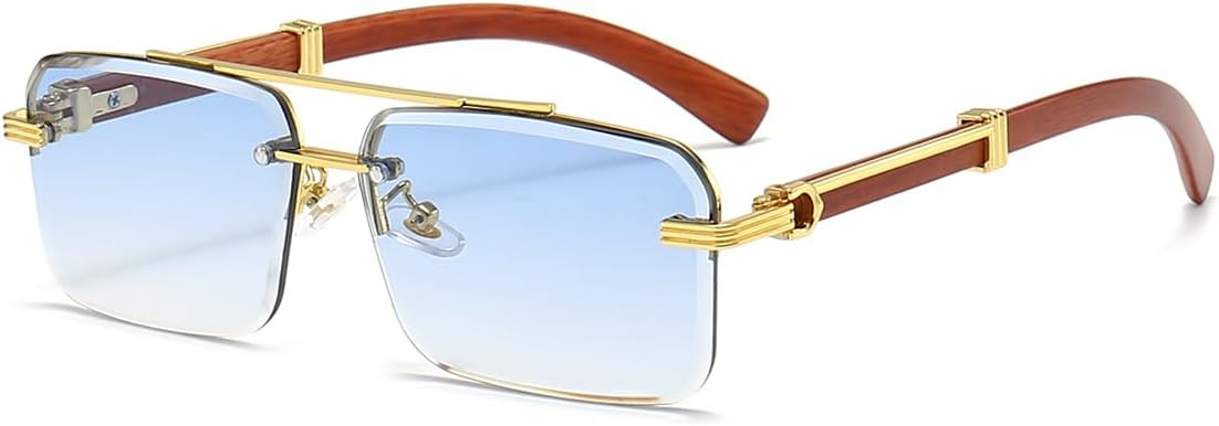 Gleyemor Mens Sunglasses Fashion Rimless Rectangle Sunglasses Square Frameless Sunglasses for Men | Amazon (US)