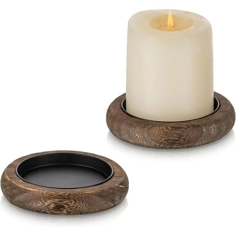 Sziqiqi Wood Candle Holder Farmhouse Decor - Pillar Candle Holders for Table Centerpiece Small Tr... | Walmart (US)