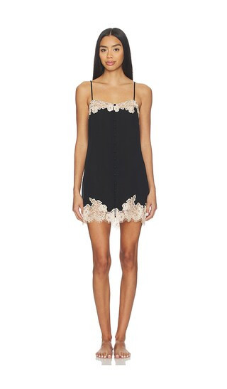 fleur du mal Juliet Lace Button Slip in Black. - size XS | Revolve Clothing (Global)