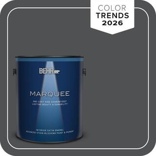 BEHR MARQUEE 1 gal. #PPU18-01 Cracked Pepper One-Coat Hide Satin Enamel Interior Paint & Primer 7... | The Home Depot