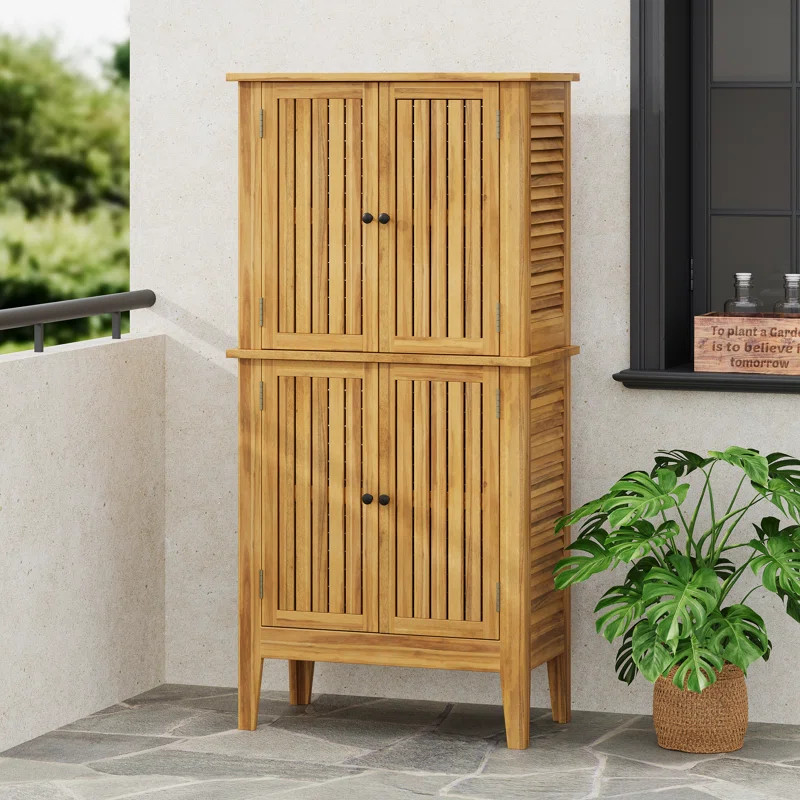 Kyree Patio Acacia Wood Cabinet | Wayfair North America