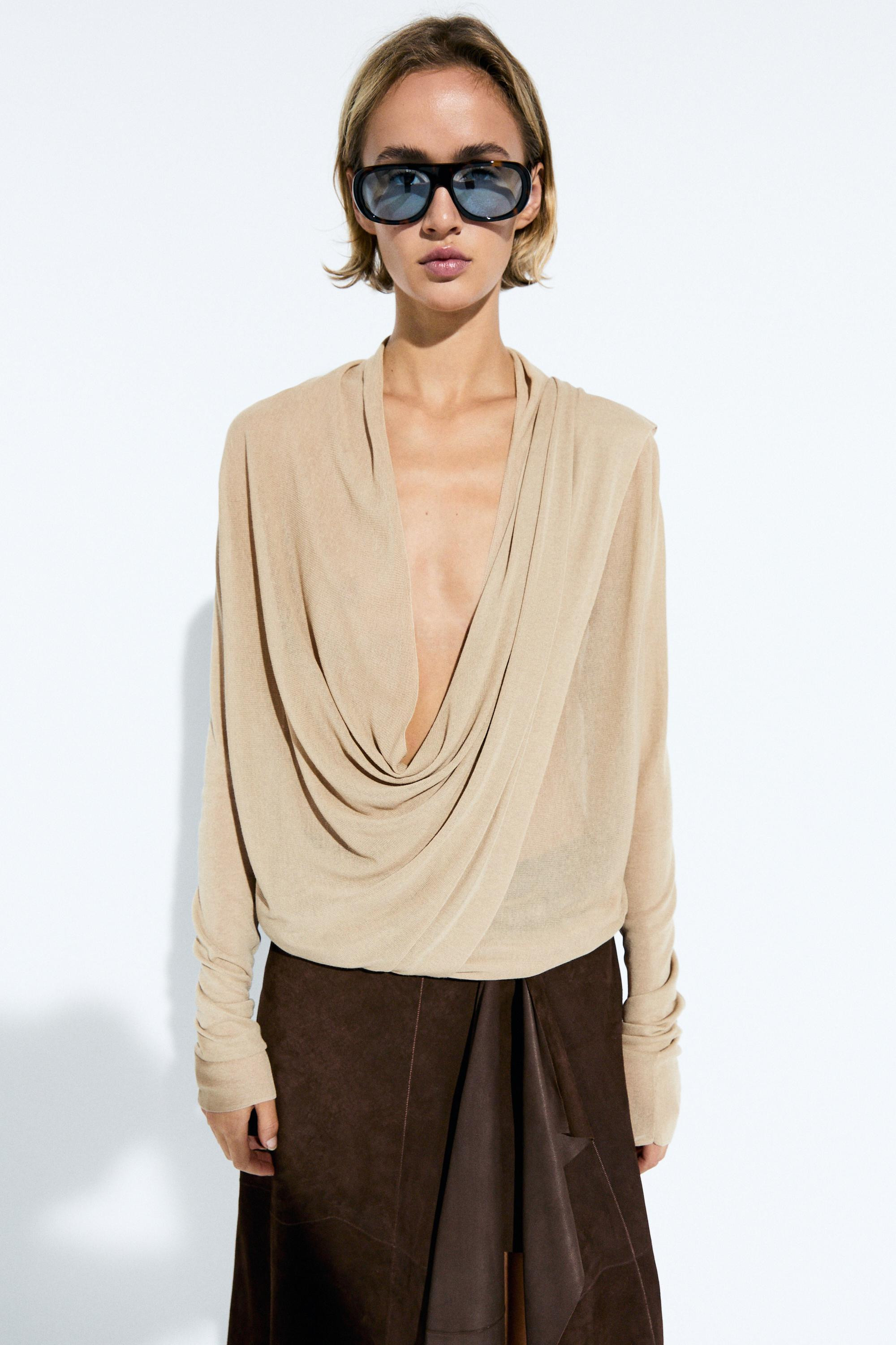 Cardigan in maglia con dettaglio drappeggiato | Massimo Dutti IT