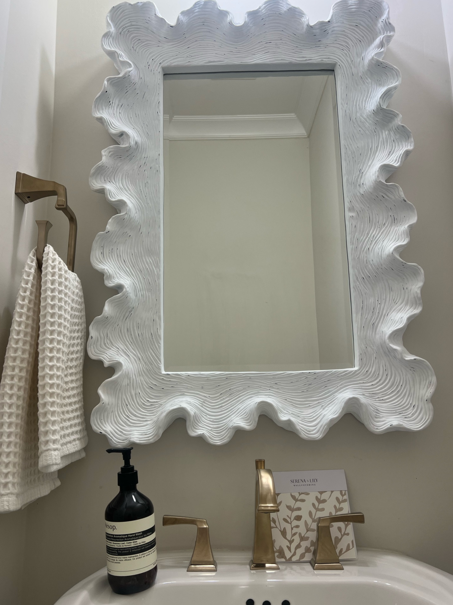 Ballard white statement bathroom wall mirror! Love this so much 

#LTKsalealert #LTKHolidaySale #LTKhome