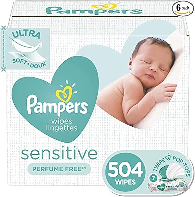 Pampers Sensitive Baby Wipes - 504 Count, Water Based, Hypoallergenic and Unscented (Packaging Ma... | Amazon (US)